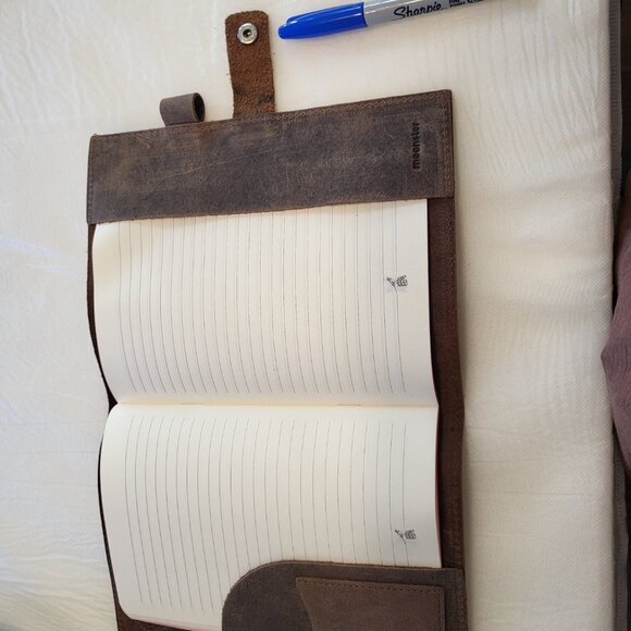 Leather Notebook Cover Floral Heart Natural Distressed Patina - Picture 4 of 14